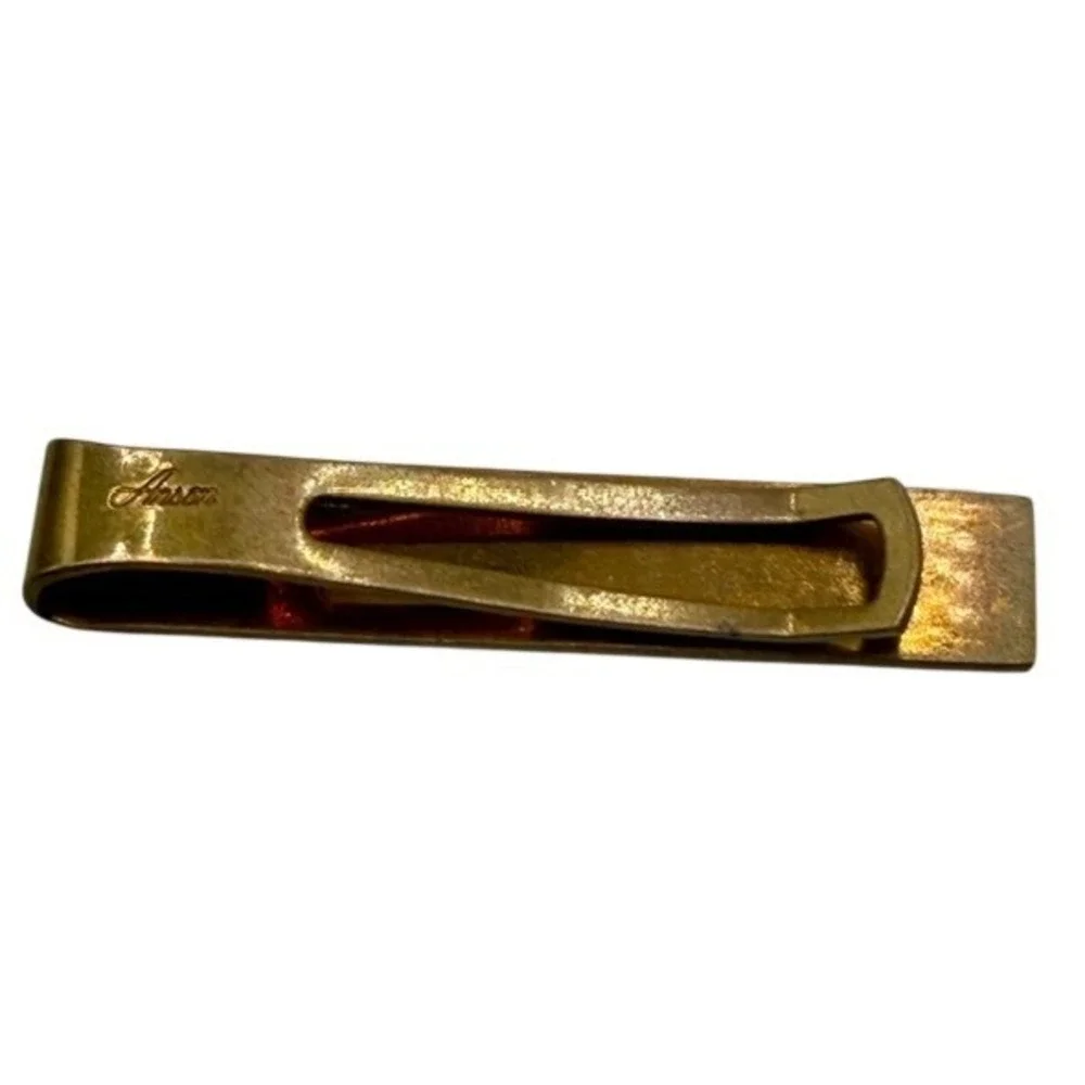 Vintage Swank Anson Mens Cufflinks Tie Bar Lot 5pc Silver Gold Tone Blue Stone